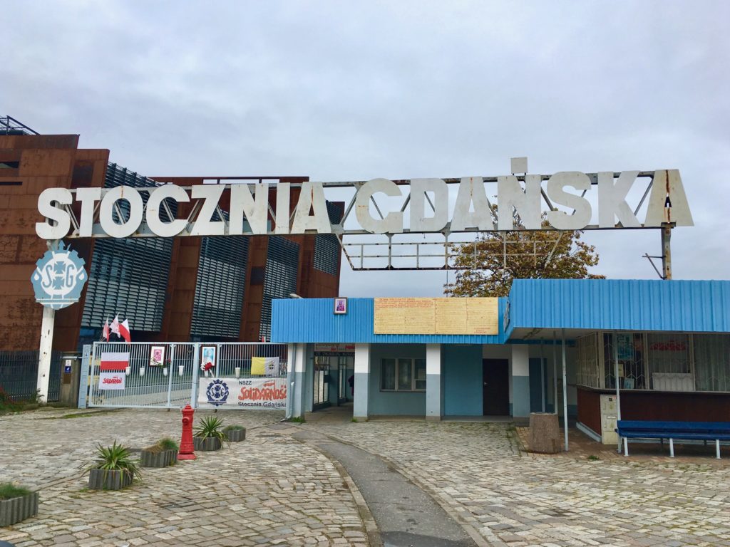 The entrance to the Gdansk shipyards outside the European Solidarity Centre