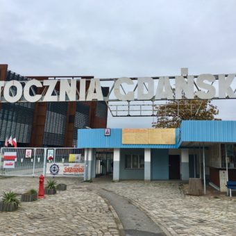 the entrance to Gdansk shipyards