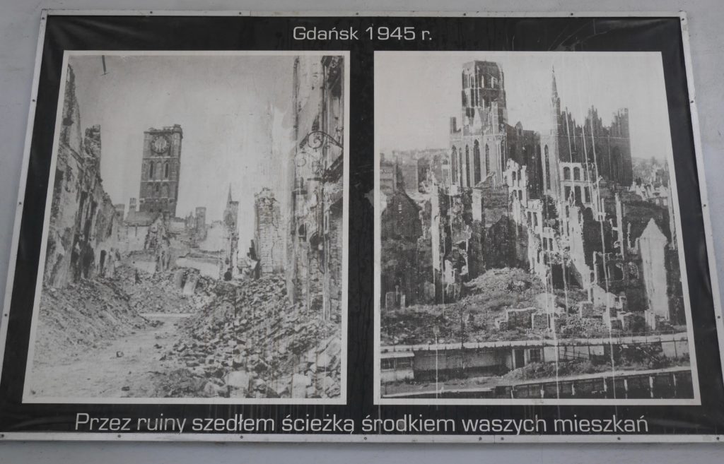 Photos showing the extensive bomb damage to Gdansk by 1945